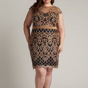 MIRANDA SEQUIN EMBROIDERED DRESS - PLUS SIZE BJK18795MQ-CPSBK
